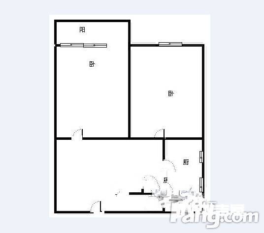 华安大厦商住楼2室1厅1卫59㎡户型图