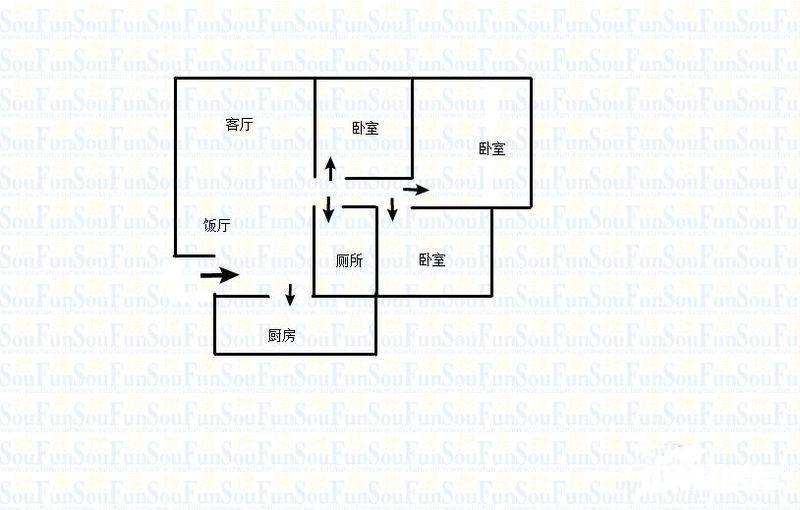 兴源商住楼3室2厅1卫107㎡户型图