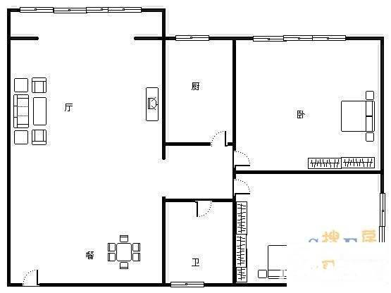 新科城花园2室2厅1卫93㎡户型图