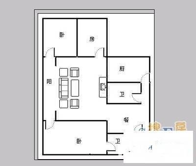 北培中山路交易所楼3室2厅2卫128㎡户型图