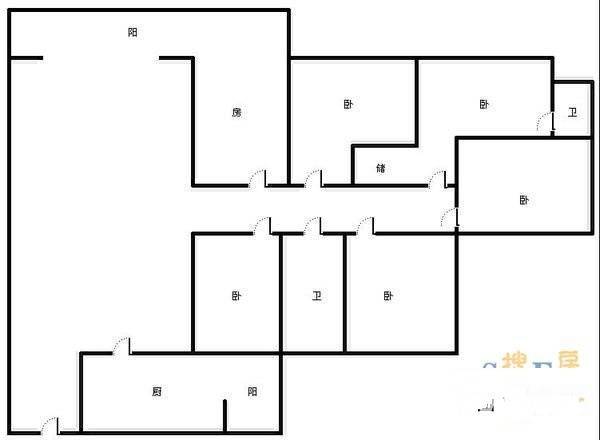 龙湖水晶郦城四组团4室2厅2卫170㎡户型图