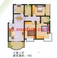 金碧园3室2厅2卫105.8㎡户型图