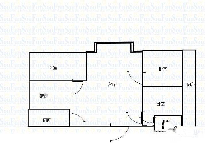 肖家湾拓展大厦3室2厅2卫132㎡户型图