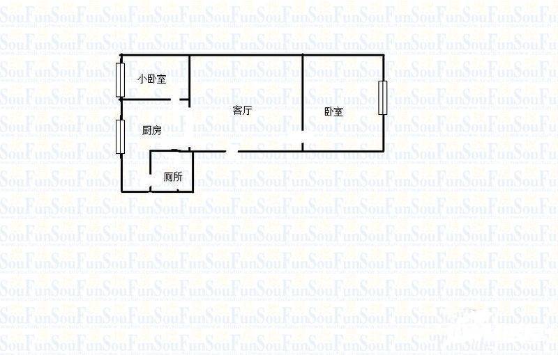 马王三村2室1厅1卫40㎡户型图