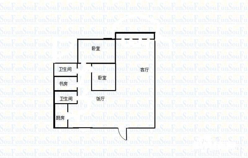 江北金竹苑3室2厅1卫100㎡户型图
