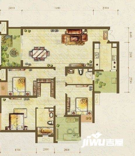 江与城千山万树4室2厅2卫112㎡户型图