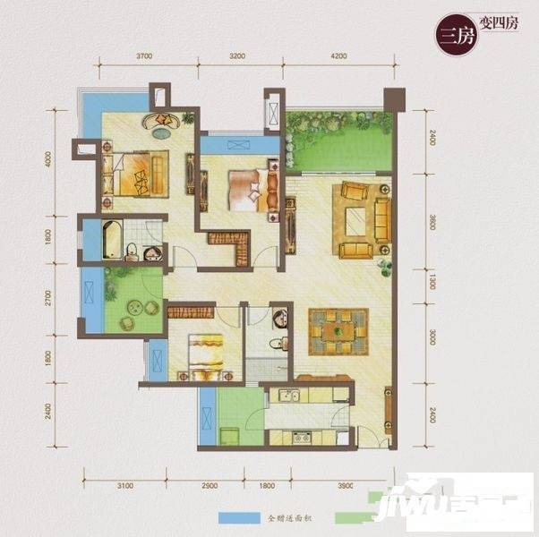 江与城千山万树4室2厅2卫112㎡户型图