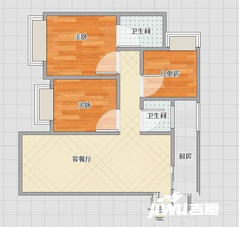 银座花苑3室2厅2卫117㎡户型图