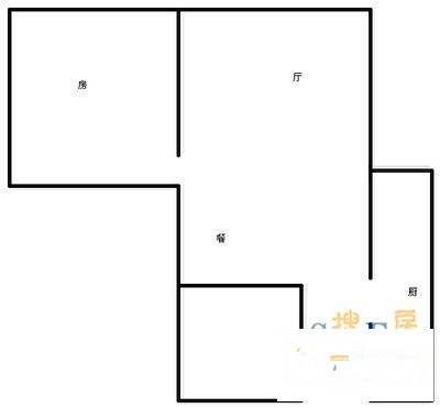 光华龙都大厦1室1厅1卫53㎡户型图