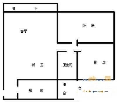 金科香江家园2室2厅1卫85㎡户型图