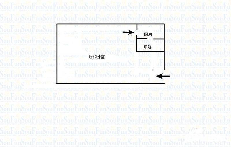 华创国际大厦1室0厅1卫46㎡户型图