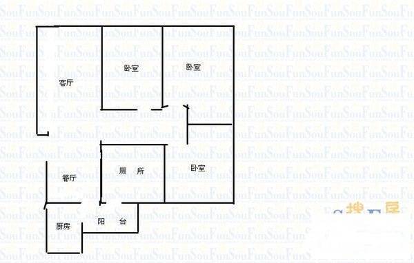 九龙坡龙泉村3室2厅1卫109㎡户型图