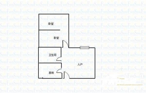 阳光青城2室1厅1卫33.7㎡户型图