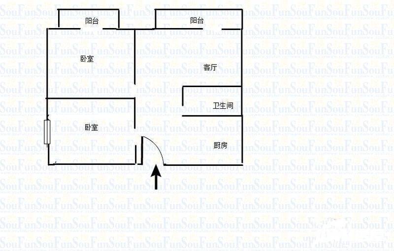 学田湾正街2室1厅1卫67㎡户型图