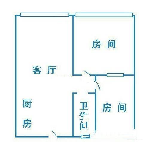 北山大道小区2室2厅2卫60㎡户型图