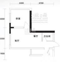 金象左右SOLO公寓1室2厅1卫35.1㎡户型图