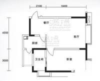 金象左右SOLO公寓1室1厅1卫52㎡户型图