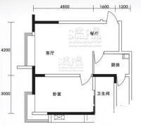 金象左右SOLO公寓2室1厅1卫52.1㎡户型图