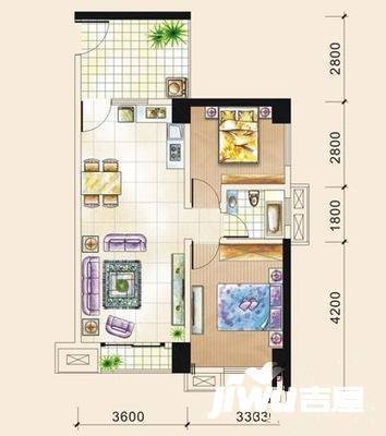 建工MORNING公馆2室2厅1卫61㎡户型图