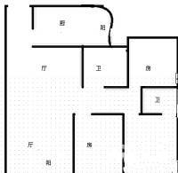 碧景苑住宅小区2室1厅1卫74㎡户型图