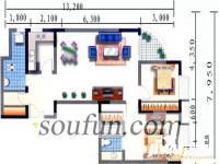 华竹小区2室2厅2卫93.6㎡户型图