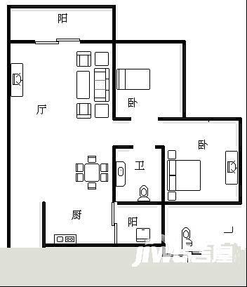 巴蜀锦绣银街小区3室1厅2卫105㎡户型图