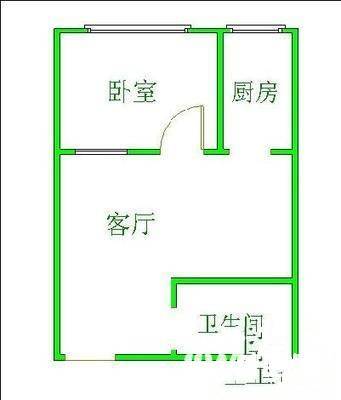 杨公桥1室1厅1卫54㎡户型图