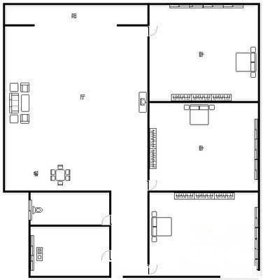 新星路小区3室2厅1卫96㎡户型图