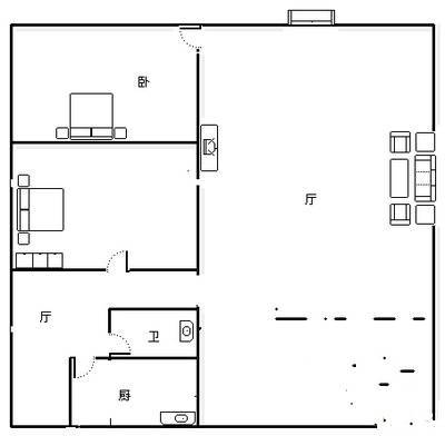 新星路小区2室2厅1卫96㎡户型图