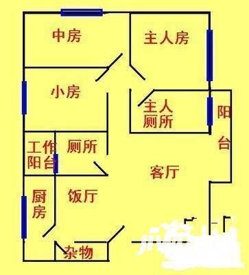 怡苑大厦3室1厅1卫137㎡户型图