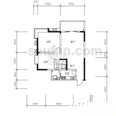 电视塔村2室1厅1卫70㎡户型图