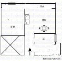 电视塔村1室1厅1卫52㎡户型图