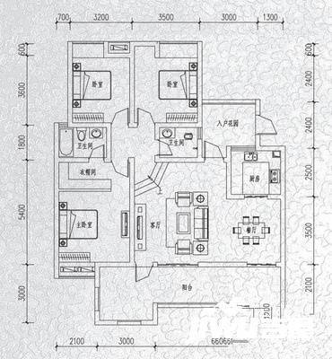 海德燕窝小区3室2厅1卫90㎡户型图