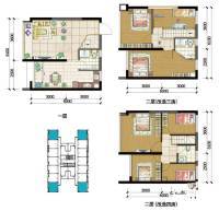 同景国际城迈上3室2厅2卫46㎡户型图