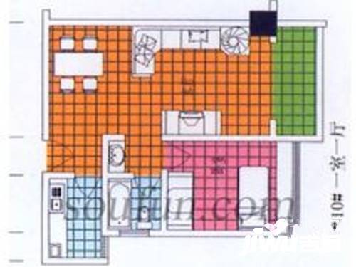 临江大厦写字楼1室1厅1卫49.9㎡户型图