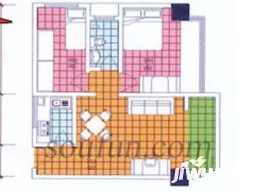 临江大厦写字楼2室1厅1卫57.9㎡户型图