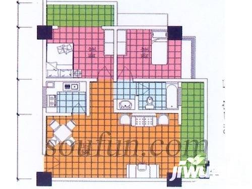 临江大厦写字楼2室1厅1卫72.5㎡户型图