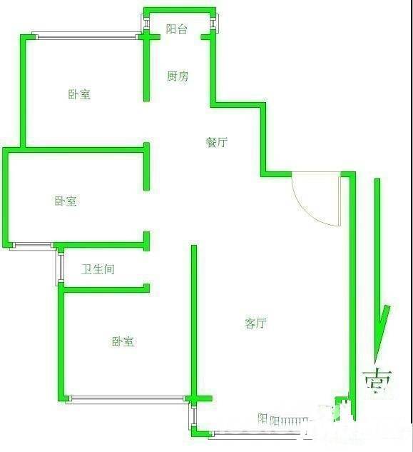 国浩钟山晶典3室2厅1卫116㎡户型图