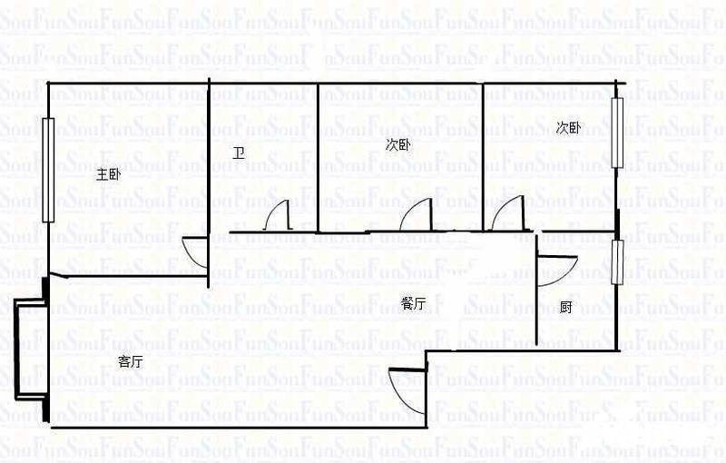 国浩钟山晶典3室2厅2卫128㎡户型图