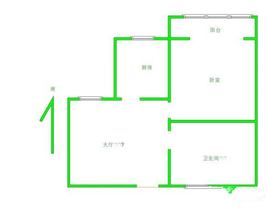 南湾营1室1厅1卫55㎡户型图