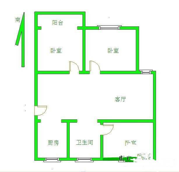 南湾营3室1厅1卫105㎡户型图