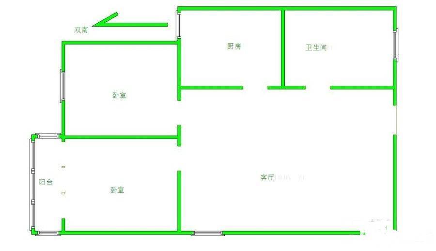 南湾营2室1厅1卫65㎡户型图