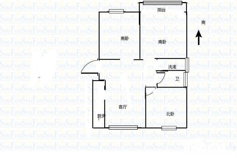 南湾营3室1厅1卫86㎡户型图