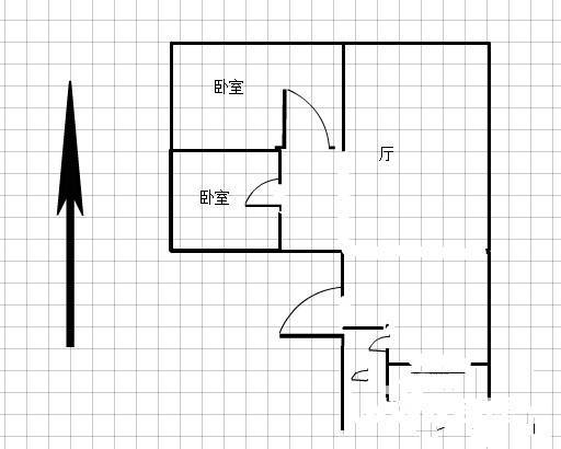 南炼二村2室1厅1卫58㎡户型图