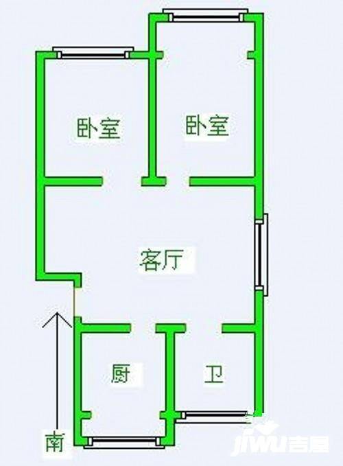 迈皋桥住宅小区2室1厅1卫73㎡户型图