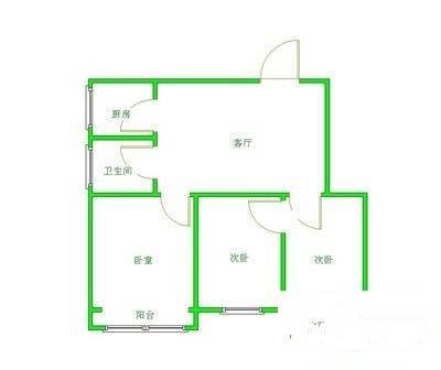 东井村44号3室2厅1卫80㎡户型图