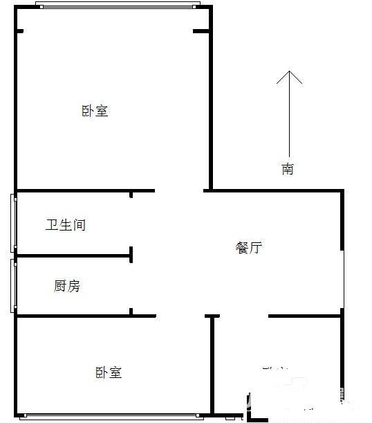 狗耳巷小区3室1厅1卫80㎡户型图