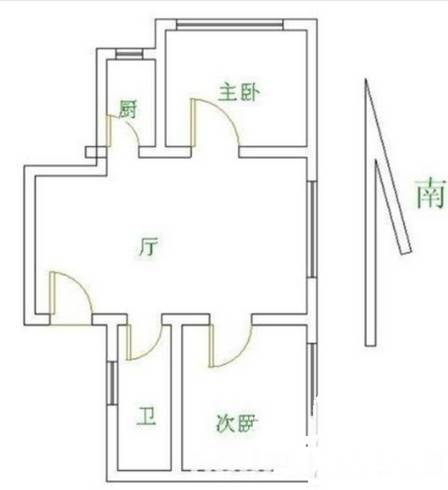 虎踞路住宅2室1厅1卫50㎡户型图