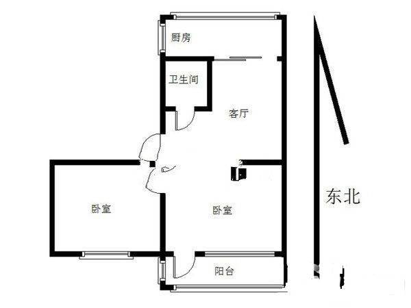 虎踞路住宅2室1厅1卫52㎡户型图