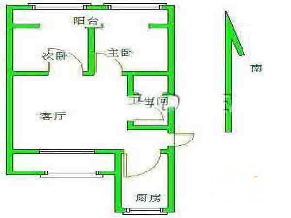 宇业晓庄国际2室2厅1卫86㎡户型图